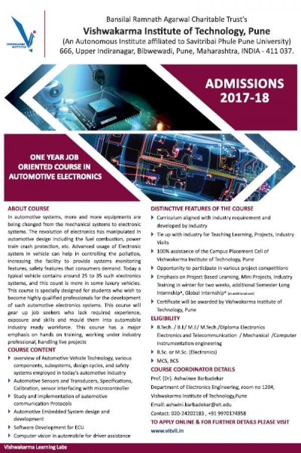 One Year Job Oriented Course in Automotive Electronics