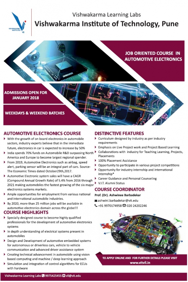 Job oriented six months/one year course in Automotive Electronics